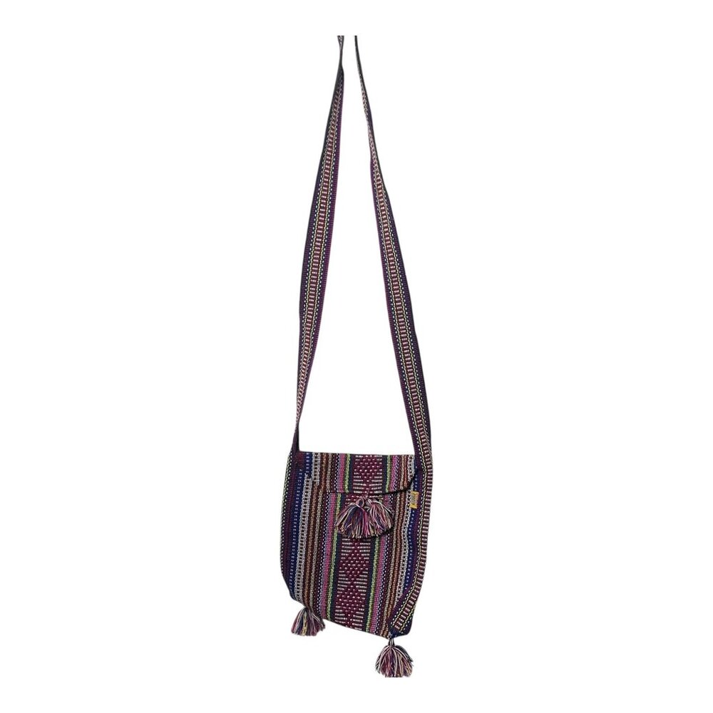 Boho Tassel Crossbody Bag – Colorful Woven Festival Purse, Ethnic Striped Hippie